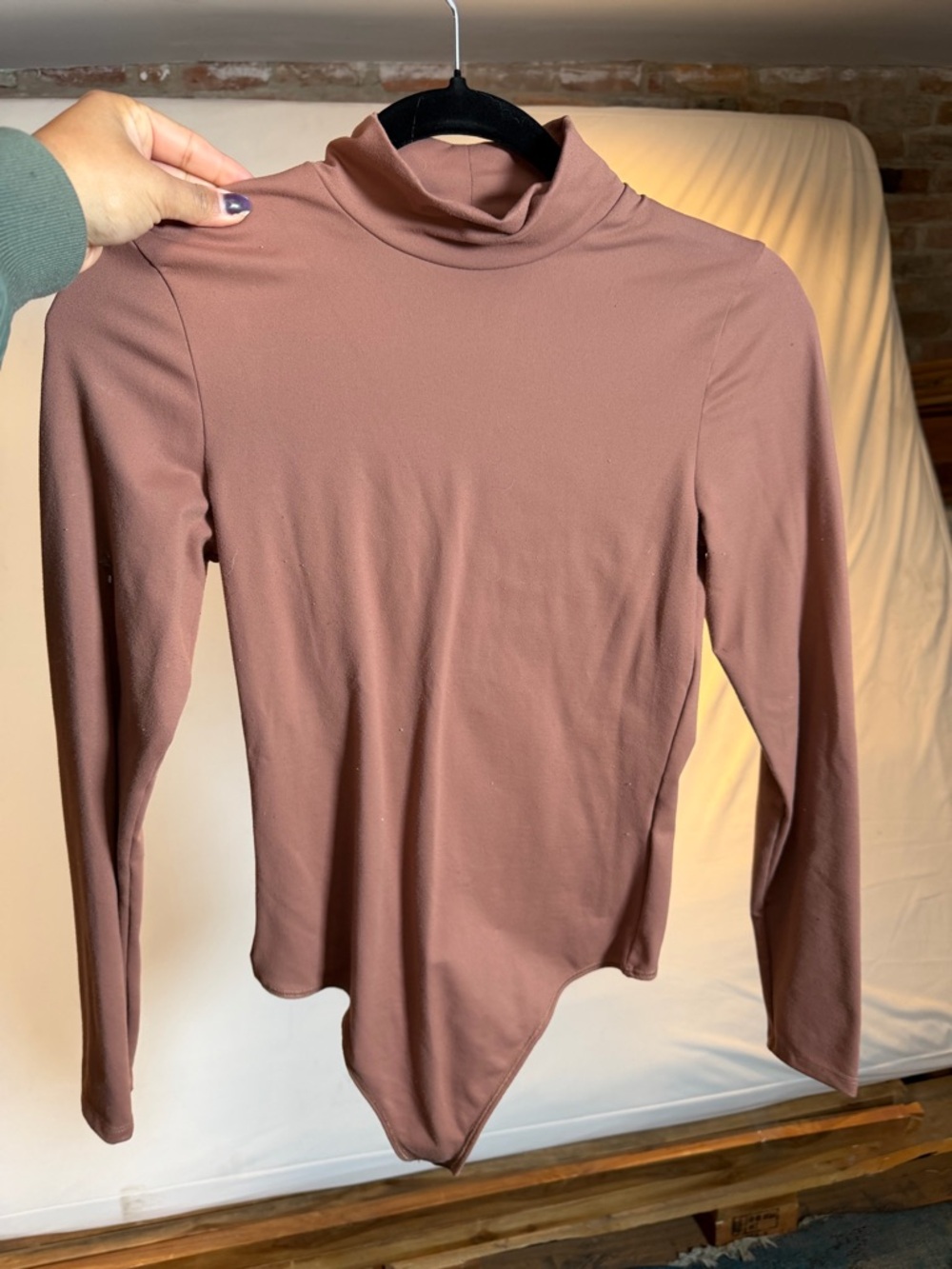 Abercrombie & Fitch Mauve Long Sleeve Mock Neck Bodysuit
